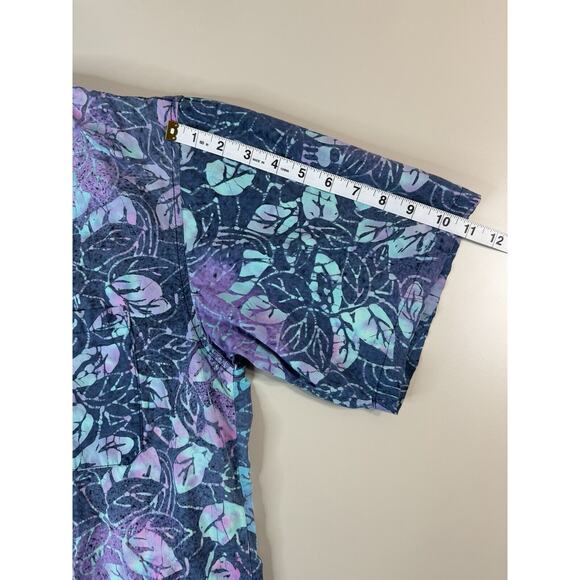 VTG 90s Straight Down Men’s Aloha Shirt M Blue Purple Hawaiian Tropical Beach - Picture 4 of 9